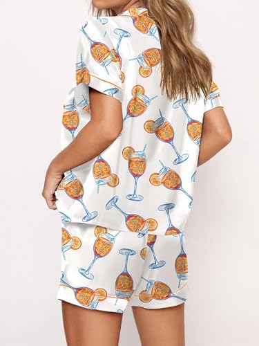 Image of VKEGNIO Womens Pajamas Set Short Sleeve Button-Down 2 Piece PJ Set Lounge Sleepwear Cute Graphic Tees PJ Set