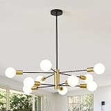 Sputnik Chandeliers Modern Black and Gold Chandeliers 10-Light Mid Century Farmhouse Chandelier Ceil