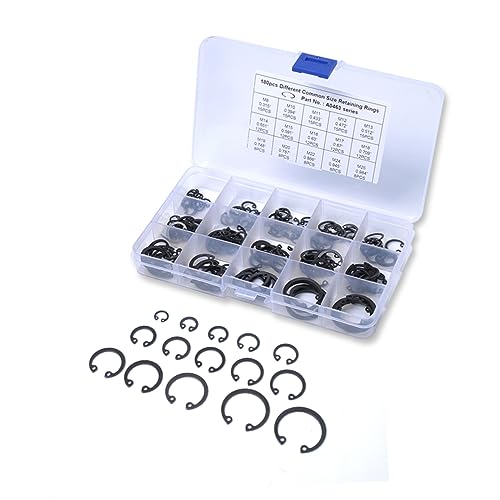 CHILDWEET Circlip Kit in Carbon Steel Snap for Automotive Industrial Equipment and Hobbies Spring Steel Black Oxide Finish for Resistance