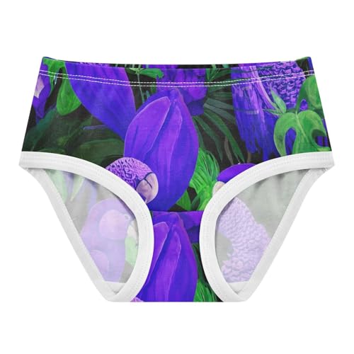 Bright Purple Parrots Green Leaves Girls Underwear Toddler 2t Cotton Girl Panties Cute Personalized Briefs Girls Undies