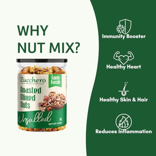 Image of Zucchero Roasted Healthy Nutmix, 800g (Almonds, Cashew (Big), Pistachio, Black Raisin, White Chikpea, Bold Peanut) - Salt free | Oil-Free Roasting | 24g Protein | Healthy Dry Fruit | No Preservative | Zero Cholesterol