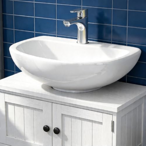 Gabinete Organizador para Lavabo con Pedestal, Gabinete Bajo Lavabo con Corte en U, Mueble para Baño con 2 Puertas y Estante Ajustable miniatura 2