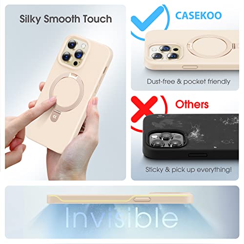Casekoo Magnetic For Iphone 14 Pro Max Case With Invisible Stand [Compatible With Magsafe] [Dust-Free Antistatic Silicone] Mil-Grade Protective Non-Slip Phone Cover Cases For Women Men 6.7 Inch, Beige #TOP5