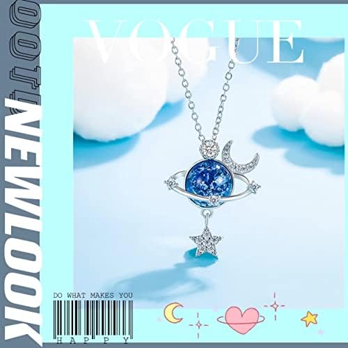 GAUEIOUR Special Star Necklace,925 Silver Zircon Star Moon Surround Fantasy Planet Star Necklace, Symbol of Friendship, Family, Love, Jewelry Necklace Gift for Daughter, Granddaughter, Ladies