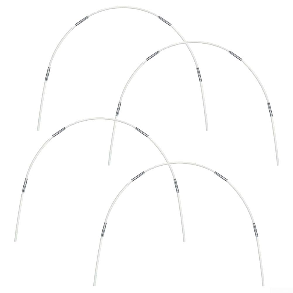 Aros de invernadero, kit de aro de jardín desmontable de fibra de vidrio para invernadero, túnel de cultivo, 20 tubos de conexión plateados y 24 tubos de fibra de vidrio