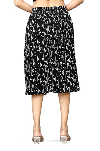 Image of Viscose Rayon Flared Printed Plazzo Palazzo Pants, Loose /Relaxed Fit Regular, Office Wear, Casual Wear Comfortable, Trouser Pants for Girls & Women Black Kerri Design (S to 3XL Size)
