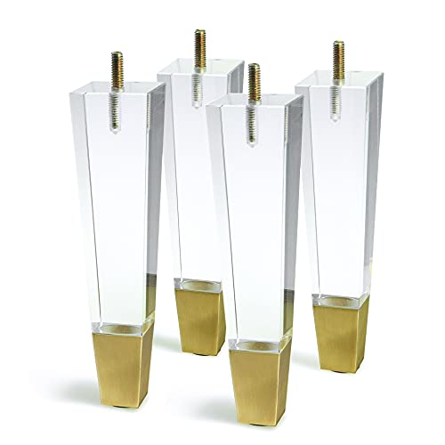 Jerever JR19007G Acrylic Furniture Legs Replacement Cabinet Feet Modern Clear Decor Diy Legs Square Style Set Of 4  cover