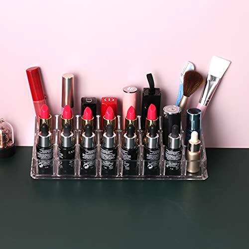 MOSIKER Acrylic Makeup Lipstick Organizer Clear Cosmetic Storage Organizers With 24 Slots Cosmetics Holder