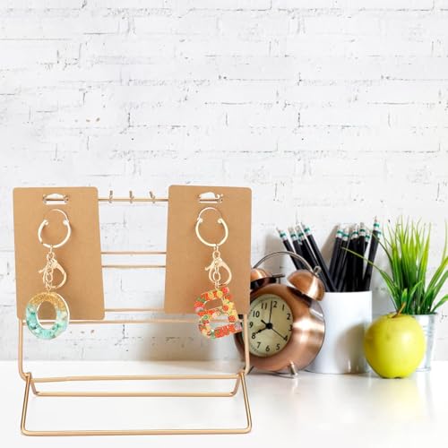 Image of Festiko Keychain Display Cards (Brown Kraft A, Pack of 100 Pcs, 4.7 inch*3.1 inch), Keyring Display Cards, Jewellery Display Cards