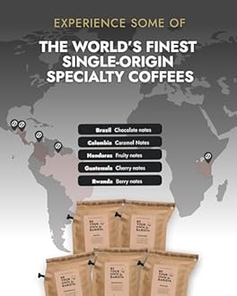 Christmas Coffee Gifts for Men & Women - 5 of the World's Finest Single Estate Specialty & Organic Coffees | Perfect Secret Santa Gift Set Idea for Him & Her | Brew & Enjoy Anytime, Anywhere