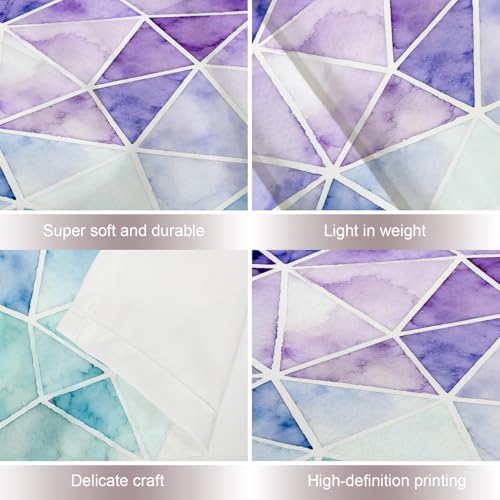 Tenture murale rayures bleues vertes blanches et violettes