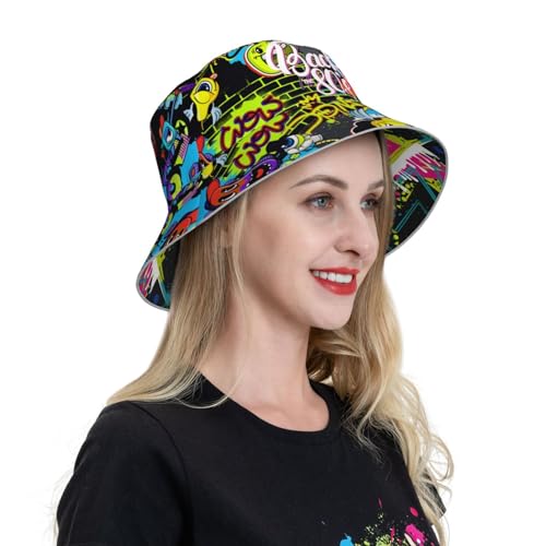 Image of Bucket Hat Beach Summer Sun Hat Reversible Fisherman Hats Double Sided Wearing for Women Men Boys Girls