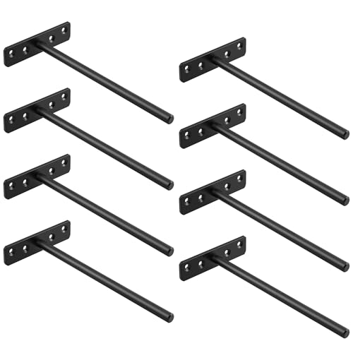 SAYAYO Equerre Etagere Murale Fixation Flottante Invisible, Support Etagere Murale en Métal, Tablette Flottante Support Charge Lourde, Longueur 200MM, Noir 8...