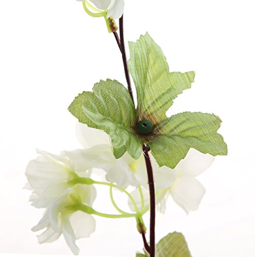 Uupp 2Pcs Artificial Cherry Blossom Flower Garland Silk Fake Hanging Flower Vines For Home Wedding Decoration, 7.2Ft(White) #TOP7