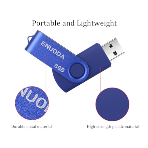 Image of 8GB Flash Drive ENUODA 1 Pack Thumb Drive 8GB USB 2.0 Memory Stick Jump Drive Pen Drive for File Storage and Data Transfer (Blue)