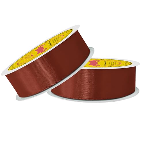Image of 100 Yards Rust Red Satin Ribbon Polyester Ribbon for Gift Wrapping Very Suitable for Weddings Party Hair Bow Invitation Decorations and More（1-1 /2 inch X 50Yards X 2 Roll）