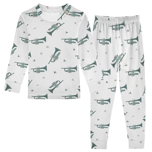 Pajama Sets Long Sleeve Musical Instrument Trumpet Soft Comfy Sleepwear 2 Piece PJS 3-8T