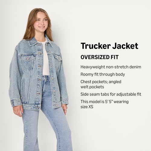 Image of Amazon Essentials Women's Regular-Fit Denim Trucker Jacket