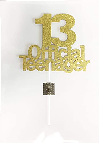 Image of Festiko13 Official Teenager Cake Topper, 13th Birthday Cake Topper, Birthday Party Decoration with Premium Gold Glitter