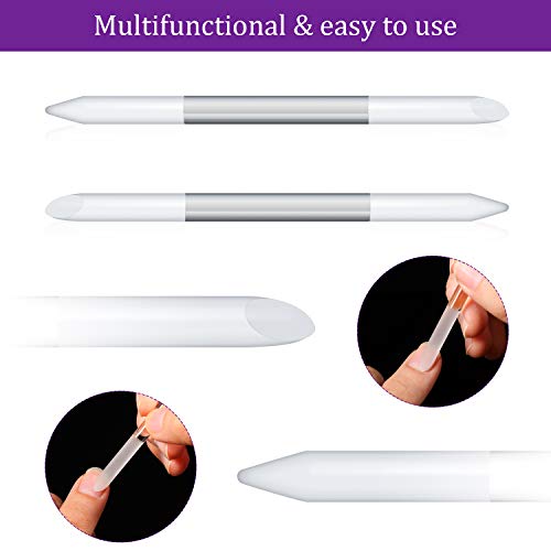 6 Pieces Glass Cuticle Pusher Nail File Set Imitated Crystal Nail Files Double Sided Glass Files With Case And Glass Cuticle Trimmer Remove Stick Manicure Tool For Nail Care (Purple) #TOP3