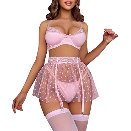 APOKIOG Print Mesh Dessous Dessous Vier Stück Set Sexy Unterwäsche mit Socken Kleid Nylon Männer Dessous Cover