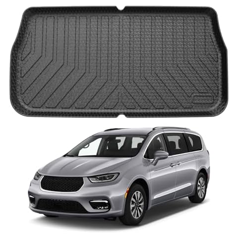 Mixsuper Custom Fit Cargo Liner for Chrysler Pacifica 2017-2023/Voyager 2020-2023, Behind The 3rd Row, All Weather Rear Cargo Mat Trunk Liner Black Cover