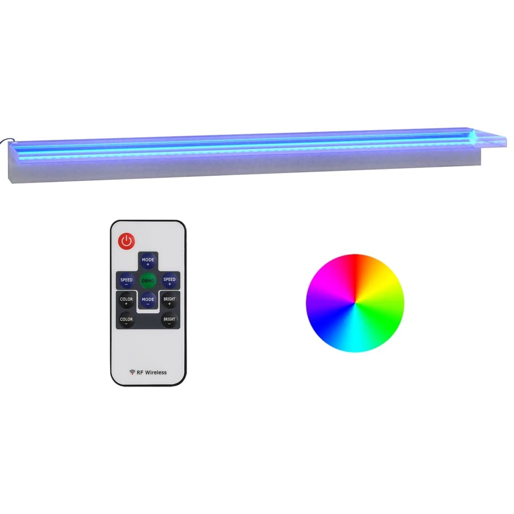 vidaXL Fuente Cascada con LED RGB para Piscina Jardín Estanque Patio Aporte Exterior Decorativo Relajante Luces Vista Sonido Acero Inoxidable