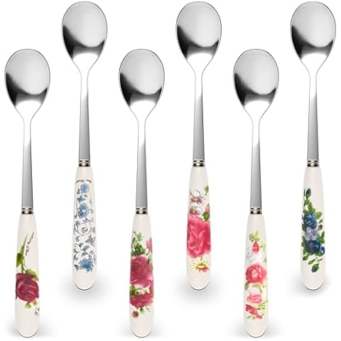 6 Pcs Coffee Spoons Stainless Steel - Tea Spoons for Tea Party Set Small Spoons for Tea Cups Cute Spoons Small Teaspoons Espresso Spoons for Hot Tea - Dessert Spoons Small Spoon Set Tea Party Spoons Cover