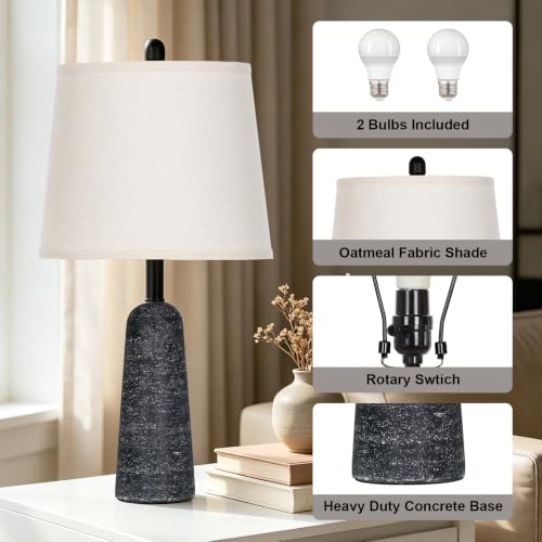Rinweey 24" Modern Faux Stone Table Lamps Set of 2 for Bedroom Living Room - image 4