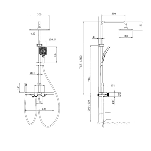 Pomme de douche à ma grande surface avec ensemble complet de robinet gris - 7