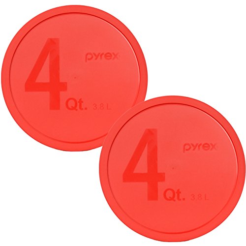 Pyrex326-PC Red 4 Quart Round Plastic Storage Lid, Made in USA - 2 Pack