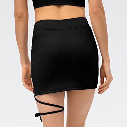 Saias de tênis femininas com bolsos 2 em 1 shorts espovos forro para treino de golfe