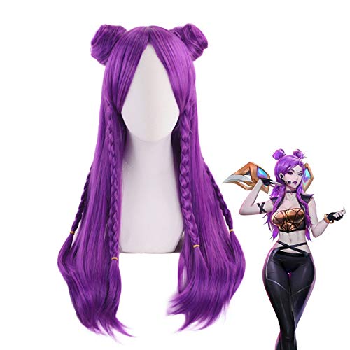 Perruque à Tresse Violette Xtaguvdm - Pour Cosplay, Halloween, Carnaval, Longue Queue De Cheval Tressée, Ajustement Universel