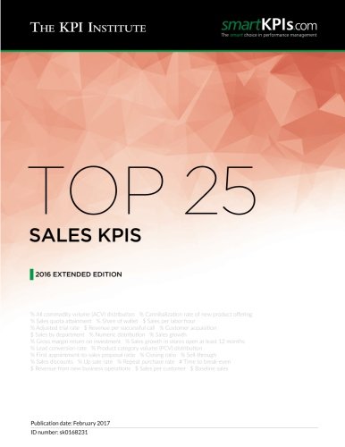 Top 25 Sales KPIs: 2016 Extended Edition (Top KPIs)