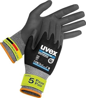 uvex phynomic XG rękawice montażowe, 5 sztuk, dla kobiet i mężczyzn, czarne, rozmiar 12/3XL