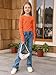 Haloumoning Girls Long Sleeve Shirts Crewneck Ruched Side Slim Fit Tops Ribbed Knit Casual Tee Shirt 4-15 Years Orange
