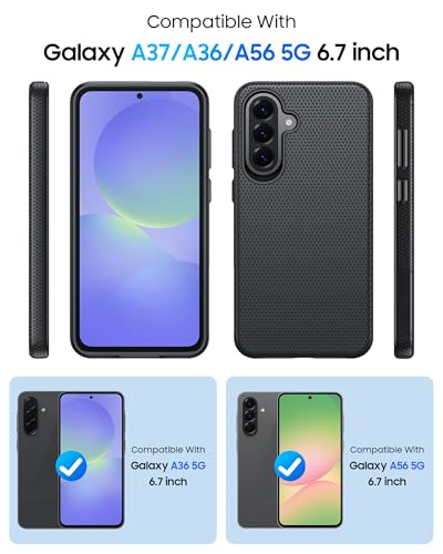 Image of for Galaxy A37+A36+A56 5G Phone Case, Triangular Anti-Slip Textured, Military Grade Drop Protection Samsung A37 5g case, 14ft Drop Tested, TPU+PC Dual Layer Shockproof Cover for A37 (Black)