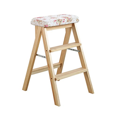 Échelles Tabouret d'échelle en bois massif pliant plier les étapes Tabouret Chaise d'échelle en bois multifonction en bois utiliser échelle avec 3 étapes (Couleur : F) Cover