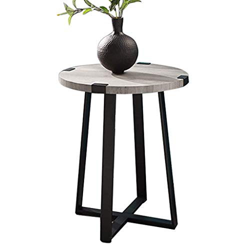 Table basse ronde bois vintage meuble salon industriel rustique pour décoration maison