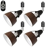 共同照明 4個セット レール用スポットライト E26 SETGD-E26DB-9WCT-4B-Y LED電球60W形付き 調光調色 リモコン付き ブラウン ダクトレールライト 木紋入 北欧 間接照明 照明器具 レール用 ダイニング リビング用 居間用（ブラウン）