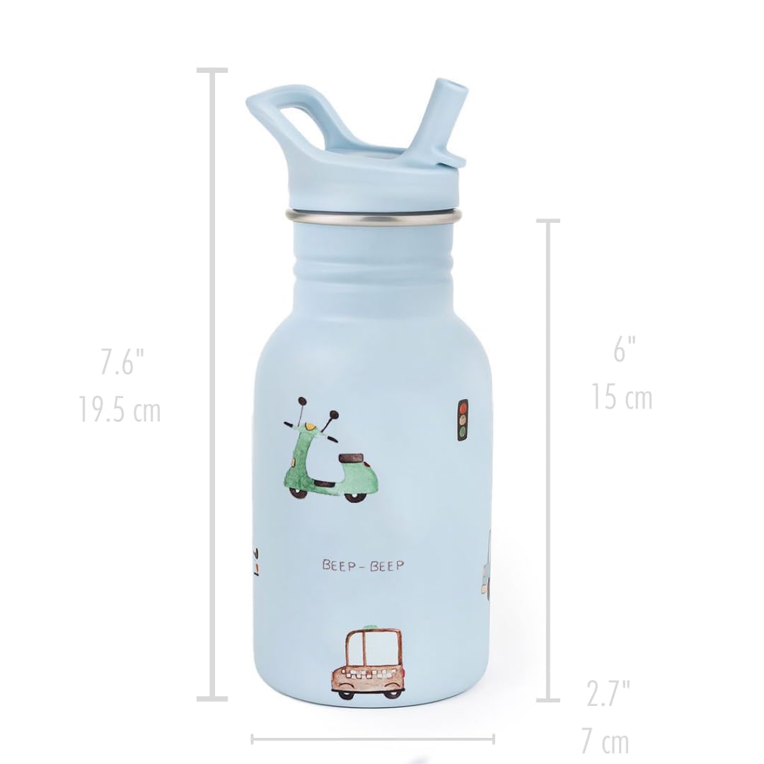 J.Børn Bouteille personnalisée acier inoxydable 350 ml avec paille Roadtrip