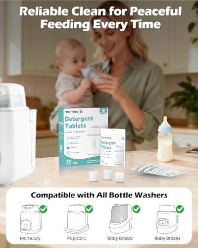 Image of 240PCS Official Detergent Cleaning Tablets: for Baby Brezza Grownsy Papablic Momfann Bottle Washer - Baby Bottle Washer Tablets for All Brands Bottles Washers Machines