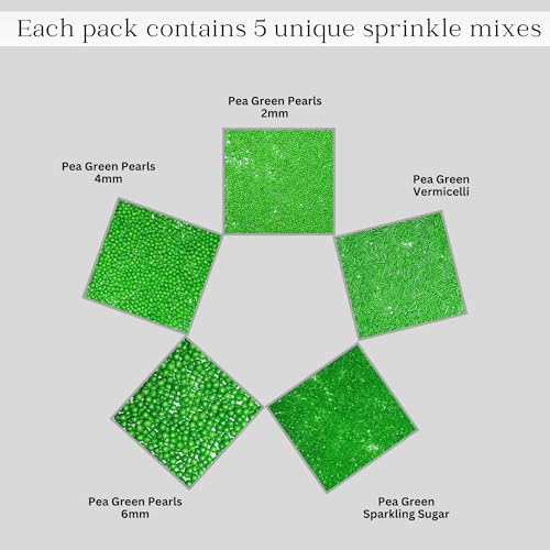 Confect Christmas Sprinkles for Cakes & Cupcakes – Party in Park Pea Green Sprinkles – Edible Celebration Mix with Dragees, Jimmies & Sparkling Sugar – Holiday Baking Decoration – Vegan, Gluten-Free, Nut-Free, Soy-Free- 140 Gms