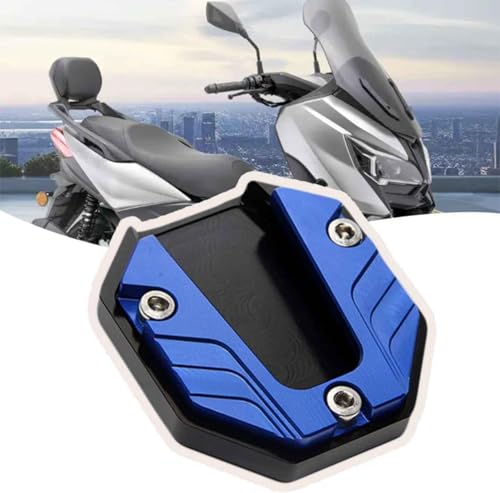 CCHMQ Almohadilla de Soporte Lateral de Motocicleta para Harley Davidson Road Glide ST, Aluminio Universal Extensor Caballete Lateral Moto,B-Blue