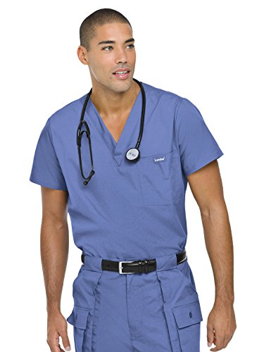 Landau Essentials Men's Vented Scrub Top Ceil Blue 5XL