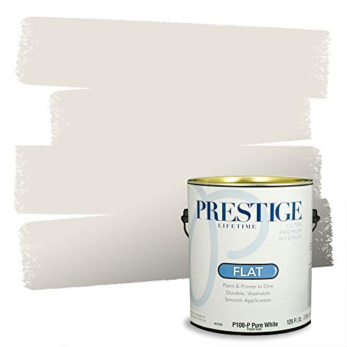 PRESTIGE Paints Interior Paint and Primer In One, 1-Gallon, Flat, Comparable Match of Sherwin Williams* Toque White*