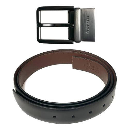 カルバンクライン Calvin Klein CK ベルト メンズ レザー リバーシブル 外箱なし ブラック×ブラウン B [並行輸入品]