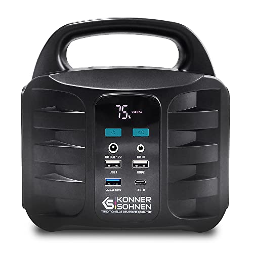 Portable Power Station KS 100PS, Solar notstromaggregat 100 W, Peak Power 150 W, 155 Wh, 230 V 50 Hz, Mobile Power Supply with LCD Display, Power Generator with LED Light, Quiet Power Generator
