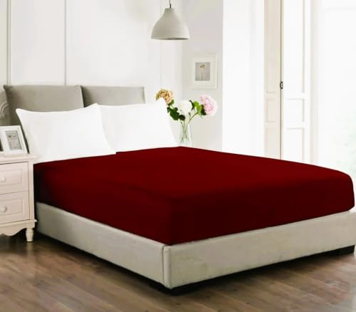 Image of RAVISHA Queen Size Waterproof Mattress Cover 72 x 84 Inches, Cotton Mattress Protector with Elastic Straps, Mattress Protection Bed Cover for Home, Bedroom and Everyday Bedding Use