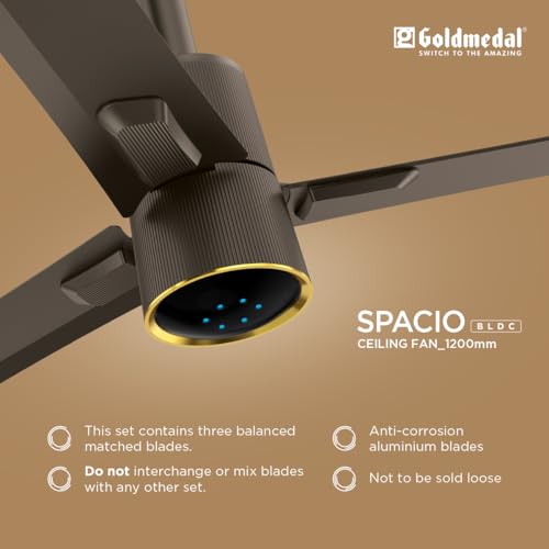 Image of Goldmedal Spacio BLDC 1200mm Decorative 5 Star Rated Ceiling Fan | Remote with 3 Modes | Off Timer Function (2,4,&8 HRS) | Smooth & Silent Operation (Magna Matt)